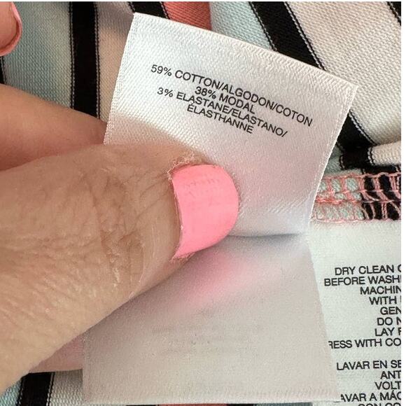 Anne Klein pink blue stripes short sleeves top size Small - Picture 4 of 9